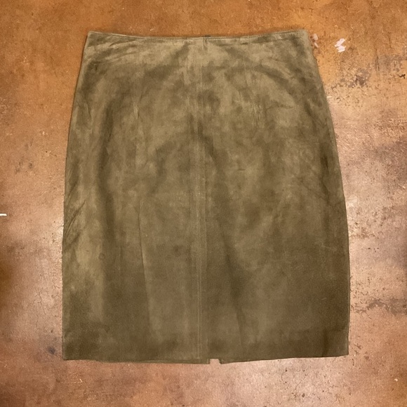 Abercrombie and Fitch VINTAGE 90s Suede Leather Silk Lined Skirt Sz10 A13 - Picture 1 of 5